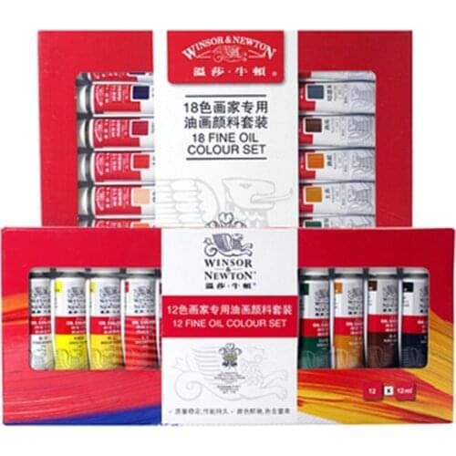 WINSOR&NEWTON Professional Color Oil Paint 12/18/24 Colors 12 ML Tube Fine Painting Pigments With Brush And Palette Art Supplies