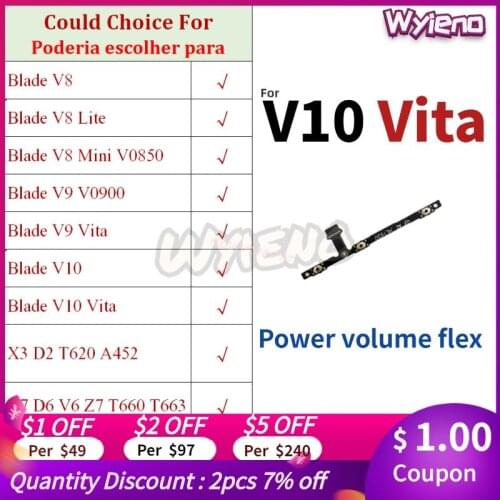 Wyieno For ZTE Blade V8 Lite Mini V9 V10 Vita X3 A452 V6 X7 Power Switch On/Off Volume Key Button Flex Cable Ribbon