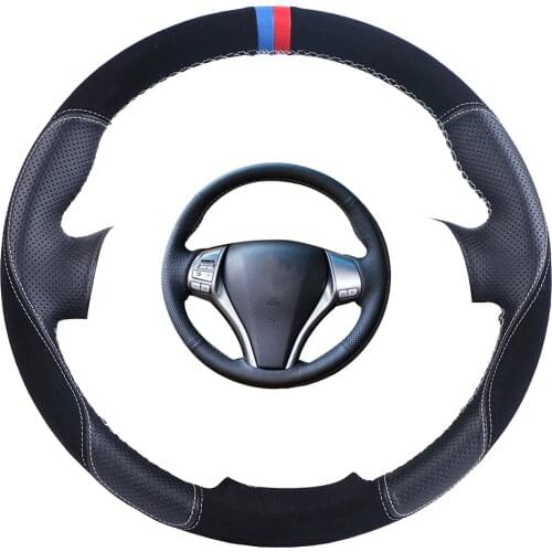 Suede Leather Car Steering Wheel Cover For Nissan Teana Altima X-Trail QASHQAI Rogue Sentra Tiida/Custom Steering Wrap braid