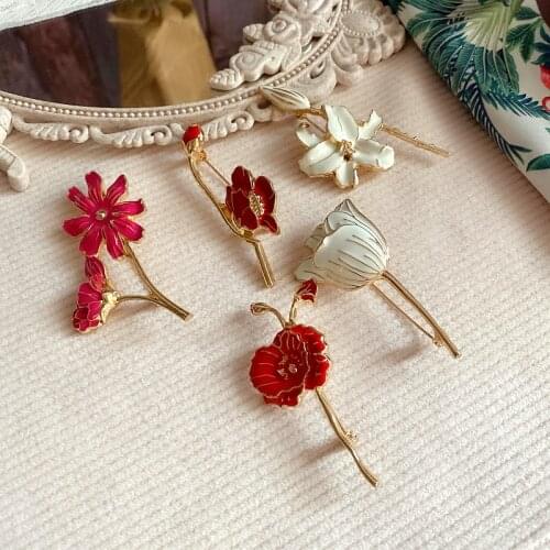 Flower Pin Brooch Wedding For Women Elegant Fashion Corsage Pearl Vintage Jewelry Accessories Birthday Gift