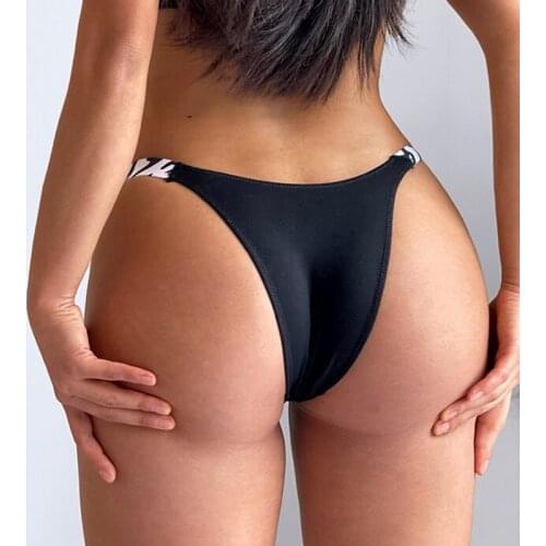 Fashion Thong Sexy Low Waist Panties Women g String Letter Rhinestone Bikini Panties Thong Comfort High Fork Fitness Lady