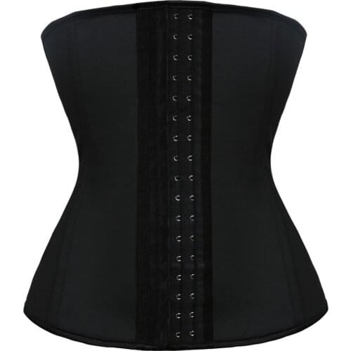 Plus Size XS-6XL Women 100% Latex Rubber Waist Trainer Cincher Underbust Corset 9 Steel Boned Shapewear