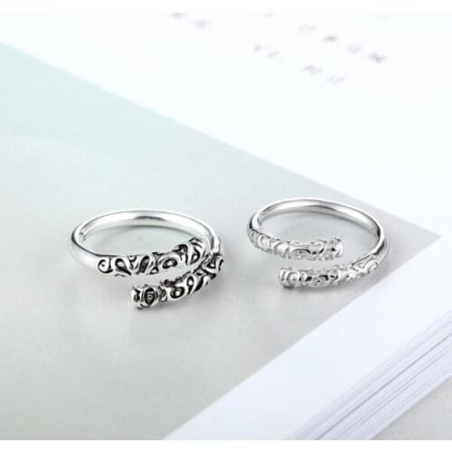 Sole Memory Westward Journey Gold Hoop Simple Creative 925 Sterling Silver Female Resizable Opening Rings SRI267