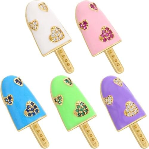 ZHUKOU Gold HAPPY ice cream necklace pendant for women DIY handmade necklace jewelry accessories supplies wholesale VD930