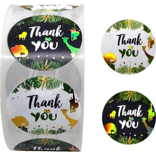 Laser Gold Gift Sealing Stickers 500pcs Thank you Sticker Scrapbooking for Wedding Party Favors and Gift Decorations Labels
