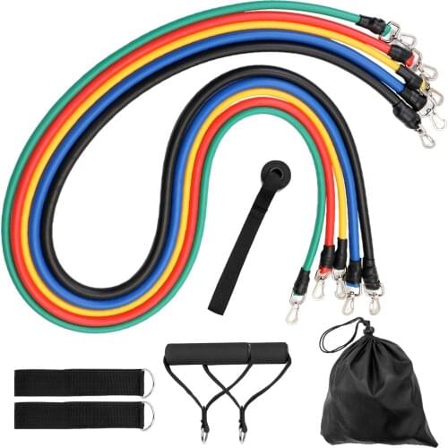 11 pcs Set Pull Rope Latex Fitness Exercises Resistance Bands Elastic Exercises Body Fitness Workout Strength Gym Equipment