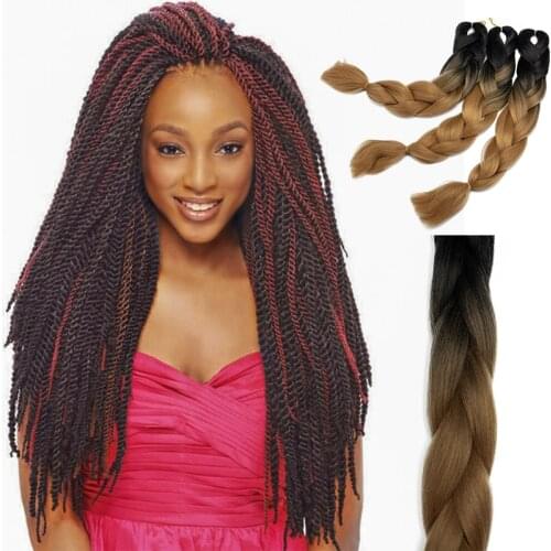 24'' Ombre Jumbo Braiding Hair Crochet Twist Hair Extensions Box Braids Heat Resistance Kanekalon Synthetic Fiber Hair for Women