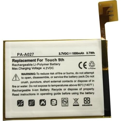 3.7V 1000mah , Suitable for IPOD TOUCH 5 batteries 616-0619 616-0621, iPod Touch 5, A1421, A1509