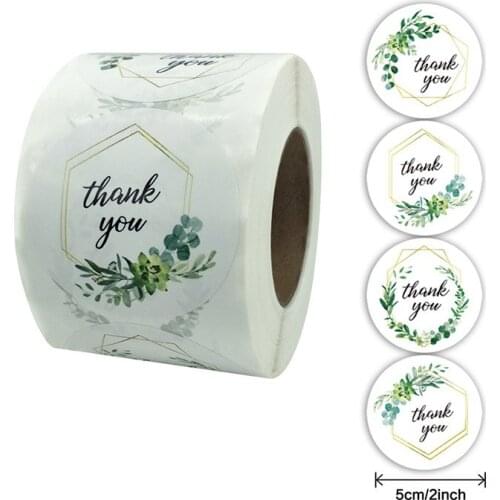 500pcs/Roll Beautiful Flower Series Thank You Sticker Fashion 2 Inches Office School Stationery Decoration Seal Stickers