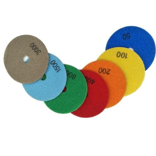 7PCS 4 Inch Set Wet Dry Diamond Polishing Pads For Granite Concrete Marble Polishing Pads Polishing Machine Accessories