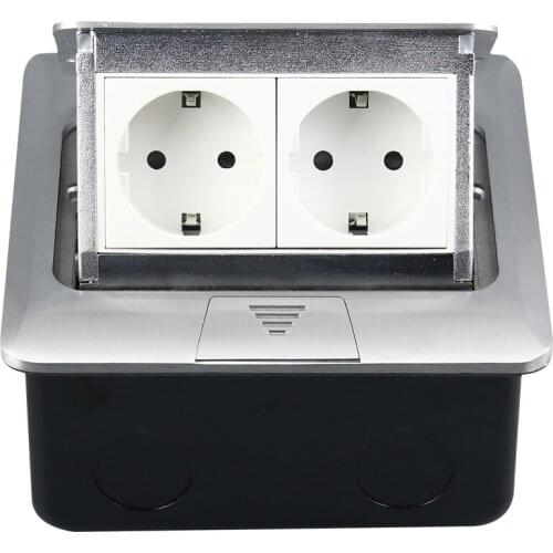 16A 250V Aluminum Panel EU Standard Pop Up Floor Socket 2 Way Electrical Outlet Modular Combination Customized Available