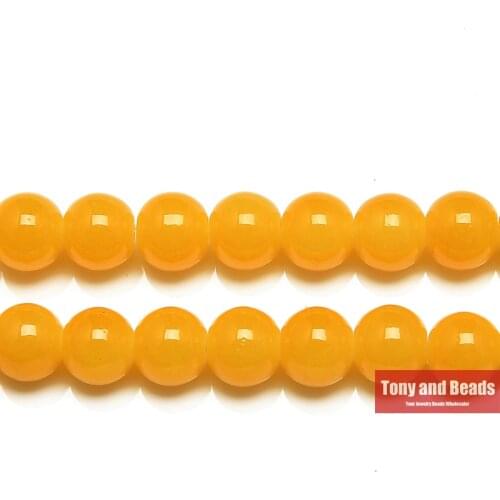 16" Imitation Jades Yellow Round Glass Loose Beads 6 8 10MM Pick Size for Jewelry Making IJ5