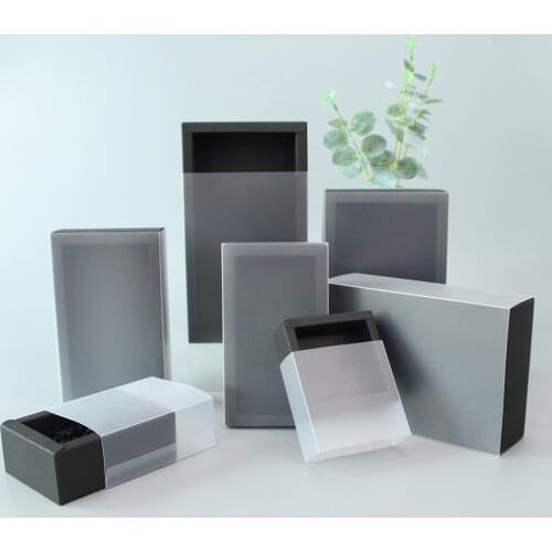 10pcs / black transparent gift box PVC black card holiday party packing box jewelry candy wedding exquisite display box carton