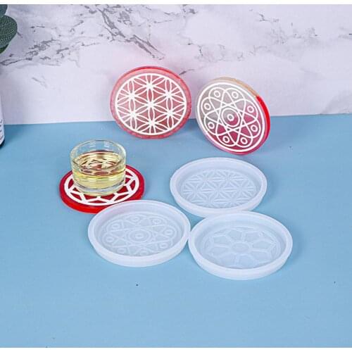 Chinese Style Round Shape Coaster Base Silicone Mold Resin Molds Epoxy UV DIY Resin Craft Home Decoration DIY Handmade Coaster