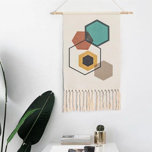 Boho Cotton Linen Tassel Tapestry Hanging Pendant Picture Home Hotel Wall Decor
