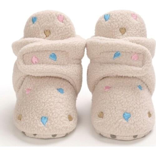 Ins Winter Warm Baby Boy Girl Plus Velvet Boots Love Cotton Soft Casual Bottom Infant Kids Frist Walking Shoes Footwear 0-18M