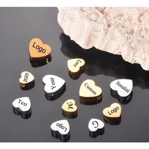 Custom High Quality Stainless Steel Heart Spacer Beads DIY Jewelry Findings Hadmade Bracelet Necklace Making Not Turn Off Color