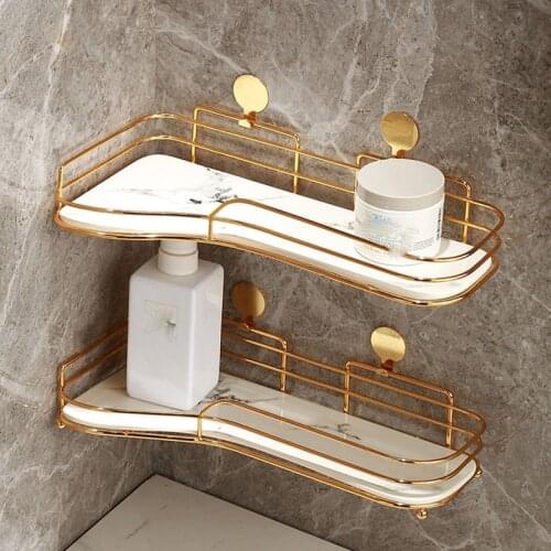 Creative Non-perforated Marble Bathroom Shelf Bathroom Decoration Cosmetic Lotion Bottle Skin Care Product Mask Storage Rack