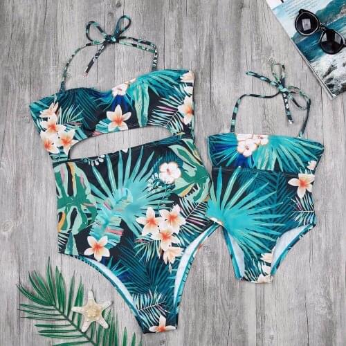 Mother and Daughter Swimsuit Floral Mommy and Me Swimwear Bikini Family Matching Clothes Outfits Look Bathing Suit Beachwear