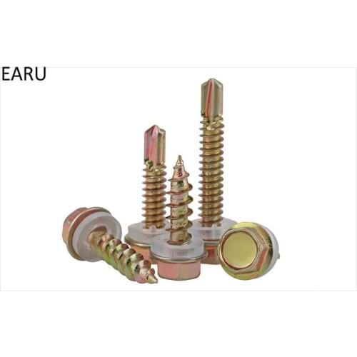 M5.2 External hex Drill tail self-drilling screw colored steel tile with gasket forge iron screw bolt