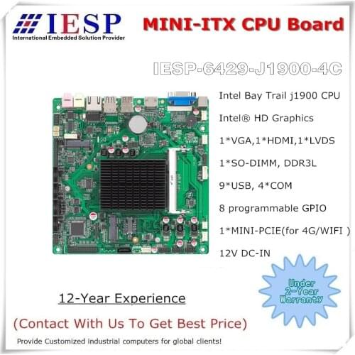 MINI-ITX motherboard, Bay Trail-D J1900, GLAN ,4*RS232, 6 x USB2.0, VGA, HDMI, industrial embedded cou board