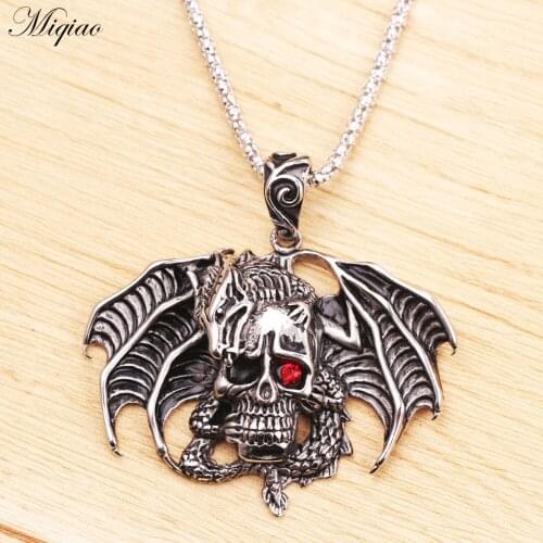 Miqiao Explosion Trend Creative Flying Dragon Skull Pendant Necklace Halloween Jewelry