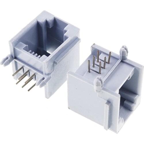 10 pcs RJ11 Jack Modular Connector 6P6C Right Angle 90 Degree Unshielded Through Hole PCB Solder Telephone Socket