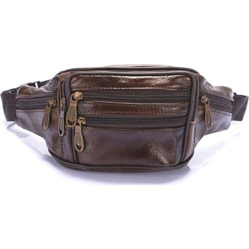 Men Oil Wax Travel Riding Motorcylce Hip Bum Belt Pouch Fanny Pack Waist Purse Clutch Bag Travel Portable PU Bags