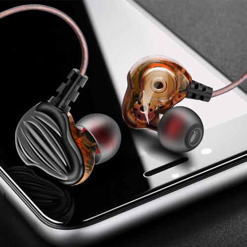 HIFI Stereo Bass Earphone 3.5mm Dual Driver In-ear Earphones Sports Headset Earbuds with Microphone for Xiaomi for Huawei
