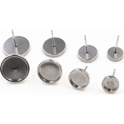 Never Fade ) 6 8 10 12mm 10pcs/lot Thicken Stainless Steel Earring Studs,Earrings Blank/Base,Fit 6 8 10 12mm Glass Cabochons