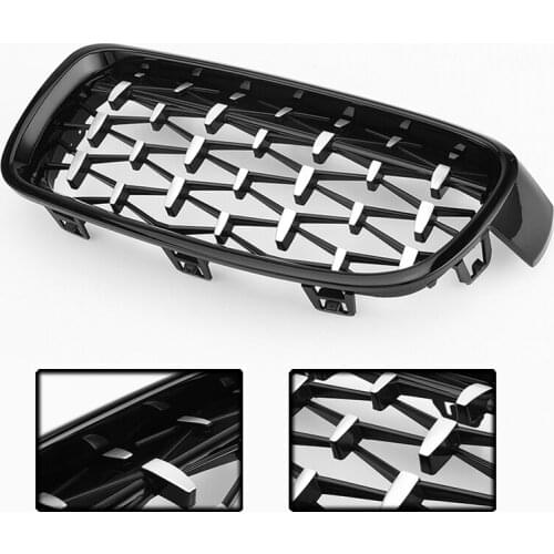 New 2Pcs Diamond Grille Meteor Style Car Front Bumper Grilles Protector For BMW F30 F31 3-Series 2012 2013 2014 2015 2016 2017