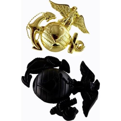 A PAIR US Navy Marine Corps Officer Ega Barracks Metal Hat Badge Brooch TWO armyshop2008
