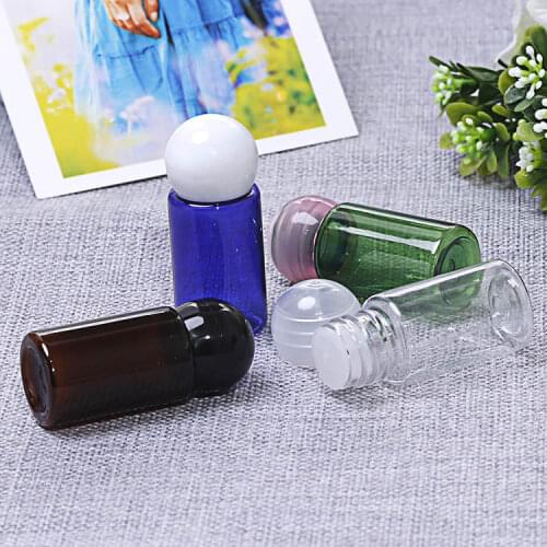 10ml 50pcs/lot plastic sample amber essential oil bottle mushroom cap with stopper clear mini travel liquid cosmetic container