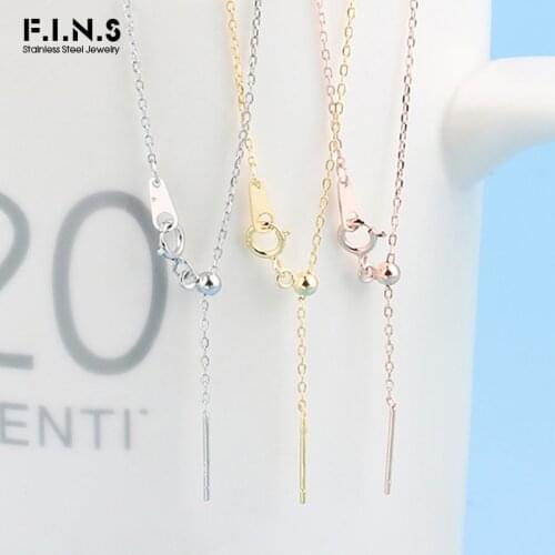 F.I.N.S Adjustable Long Classic Necklace 316L Stainless Steel Thin Necklace Choker Necklaces for Women Fashion Jewelry