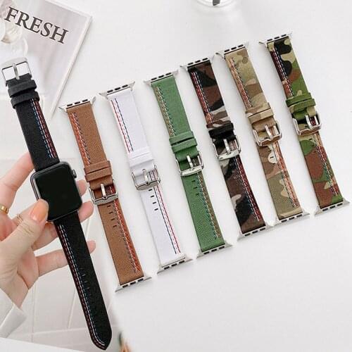 For Apple 3 4 5 6 Se Watch Canvas Strap For Apple Watch 38mm 40mm 42mm 44mm Men Women Camouflage Sports Watch Wristband