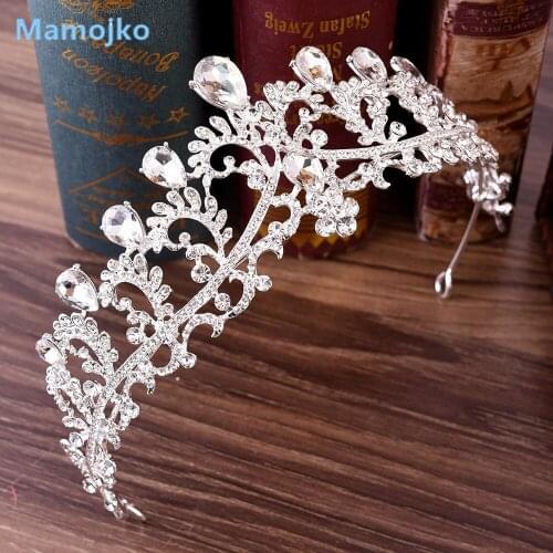 Mamojko Luxury Blue Red Green Crystal Bridal Crowns Handmade Tiara Bride Rhinestone Wedding Crown Diadem Dress Hair Accessories