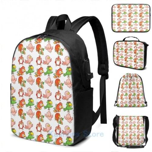 Funny Graphic print Everybirdy Pattern USB Charge Backpack men School bags Women bag Travel laptop bag