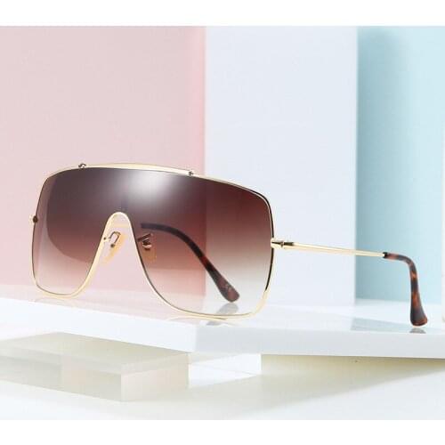 Oversized Goggle Sunglasses Men Women One Piece Pilot Sun Glasses Fashion Flat Top Eyewear Black Blue Mirror Shades gafas de sol