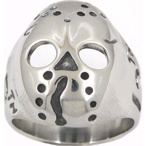 FANSSTEEL Stainless Steel Jewelry Lucky Thirteen Skull Iron Mask Ring FRS13W11