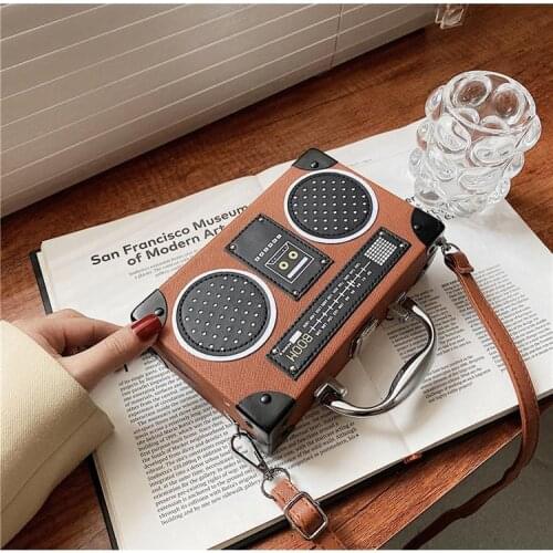 Women Shoulder Bag Personality Retro Radio Shape Bag New Tape Recorder Womens Bags Rock Crossbody Box Package