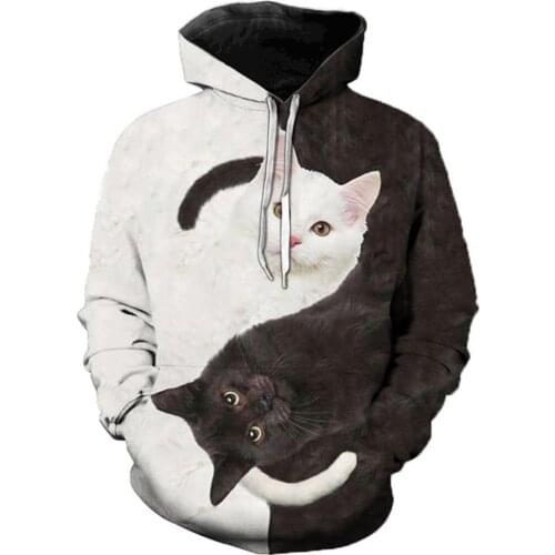 2020 Harajuku cat printing super Dalian hoodie mens and womens sweatshirts casual loose long-sleeved pullover tops with hoodie