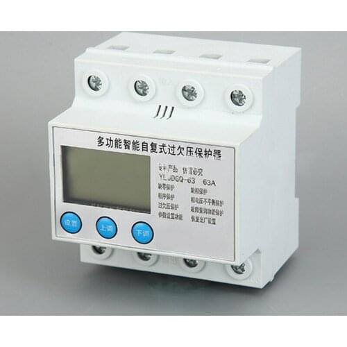 3 Phase 230V 63A Overvoltage and Over Current Protection Devices Din R Adjust Voltage Relay Control Protector