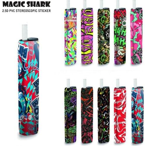 Magic Shark Painting Graffiti Sticker for IQOS3 Multi Case Skin for IQOS 3 Multi Electronic Cigarette Kit Sticker Case Cover