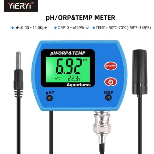 Yieryi Professional PH / ORP TEMP 3 In 1 Multi-parameter Water Quality Tester Digital LCD Online Monitoring Aquarium PH Meter