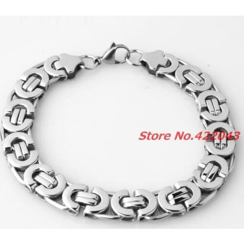 Factory Price! Fashion Men Bracelets Jewelry Silver color Byzantine Style Stainless Steel Bracelet Chains&Links Cool Party Gift