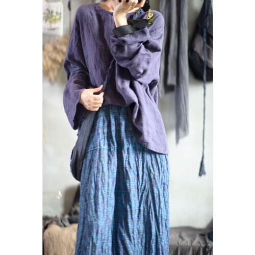 Women Spring Autumn Linen Blouse Tops Ladies Vintage Flax Shirt Female 2021 Retro Loose Tops