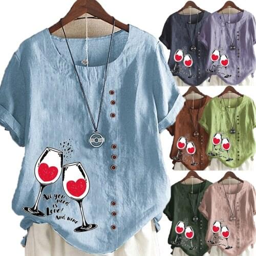 The New Fashion Printing Summer Shirt Short Sleeve Women Clothing Plus Size Loose Casual Shirt Round Neck Pullover Graphic Tops
