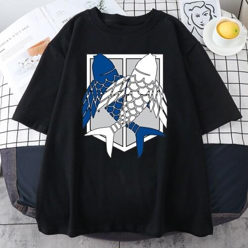 Survey Corps - Fish Of Freedom Print Female T Shirts Oversized Brand Tops Fashion Breathable Tshirts High Quality T-Shirts Mans