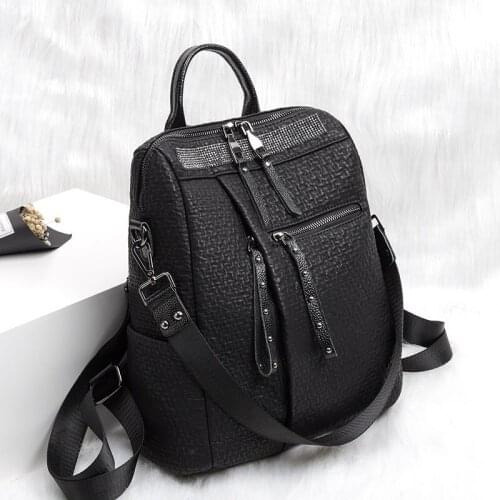 Backpack Women 2021 New Korean Leather Fashion Backpack Women All-match Soft Leather Anti-theft Dual-use Travel Bag