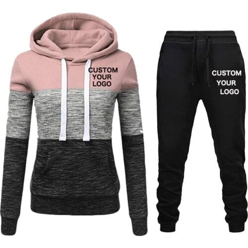 2020 New Brand Tracksuit Women Pant 2 Piece Sets Woman Sportswear Fleece Thick Hoody+Pants Sport Suits Custom Logo